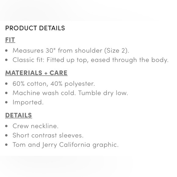 Torrid Tom And Jerry Classic Fit Cotton Contrast Sleeve Tee - Picture 5 of 5